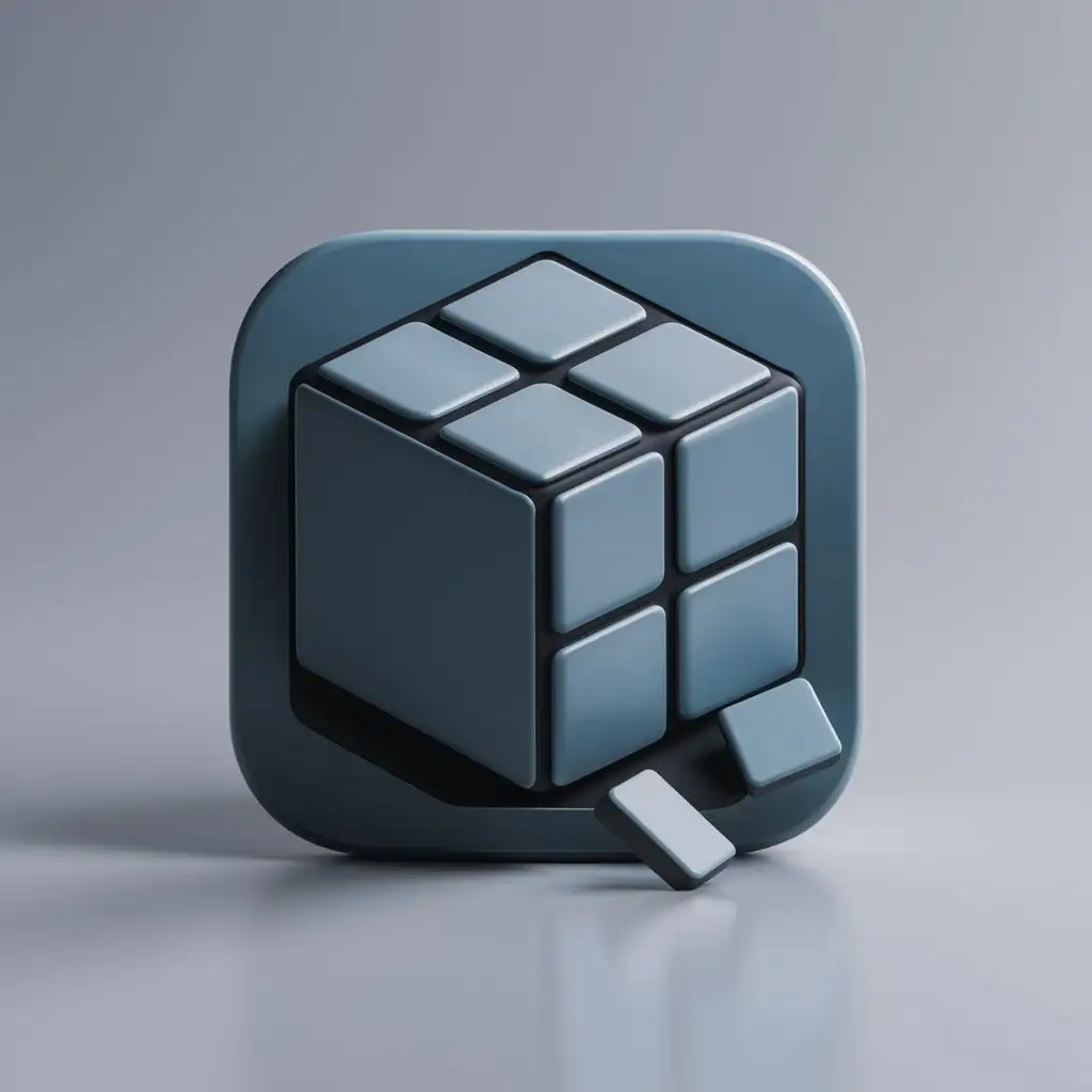  Simple, technological, flat

Body: Light blue squares are sliced into Rubik's cubes, and some of them fall to the ground.

Detail:

Cube: Pale blue with slightly whitish edges and a smooth surface with slight shading.
Rubik's Cube: Consists of multiple small squares, each of which is of a random color, but maintains a pale blue hue overall.
Drop Blocks: Randomly distributed on the ground, some blocks are stacked on top of each other to create a sense of movement.
Ground: Gray with a slight texture.
Background: White, simple and clean.
Icon size: 512x512 pixels

Key words: point cloud, model cutting, Rubik's Cube, light blue, software icon, flattening, sense of technology