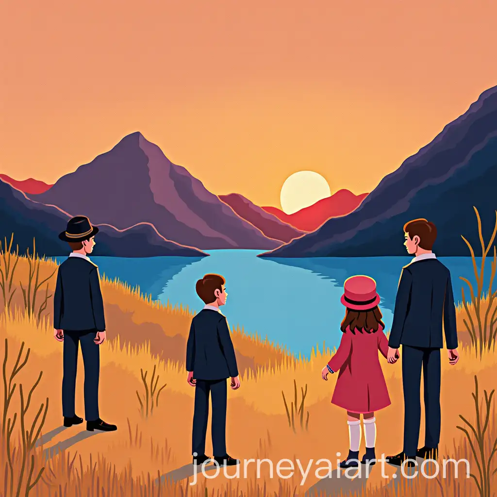 People-Holding-Hands-in-Front-of-Colorful-Mountains-and-Lake