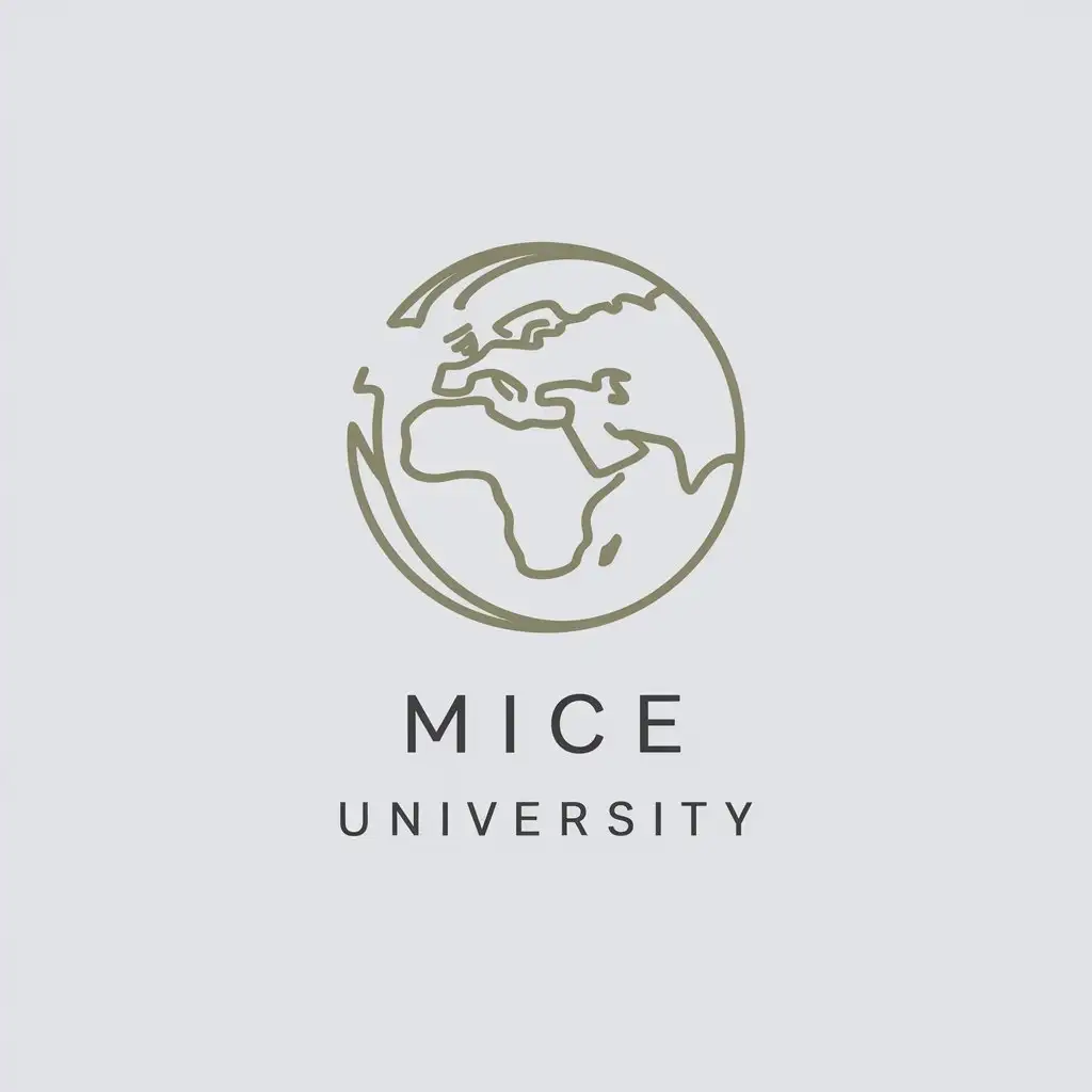 a logo design,with the text "MICE University", main symbol:Planet earth, continent Eurasia,Minimalistic,be used in Nonprofit industry,clear background