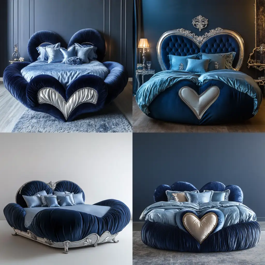 Luxury-Heart-Shaped-Bed-Design-with-Velvet-Upholstery-and-Silver-Accents