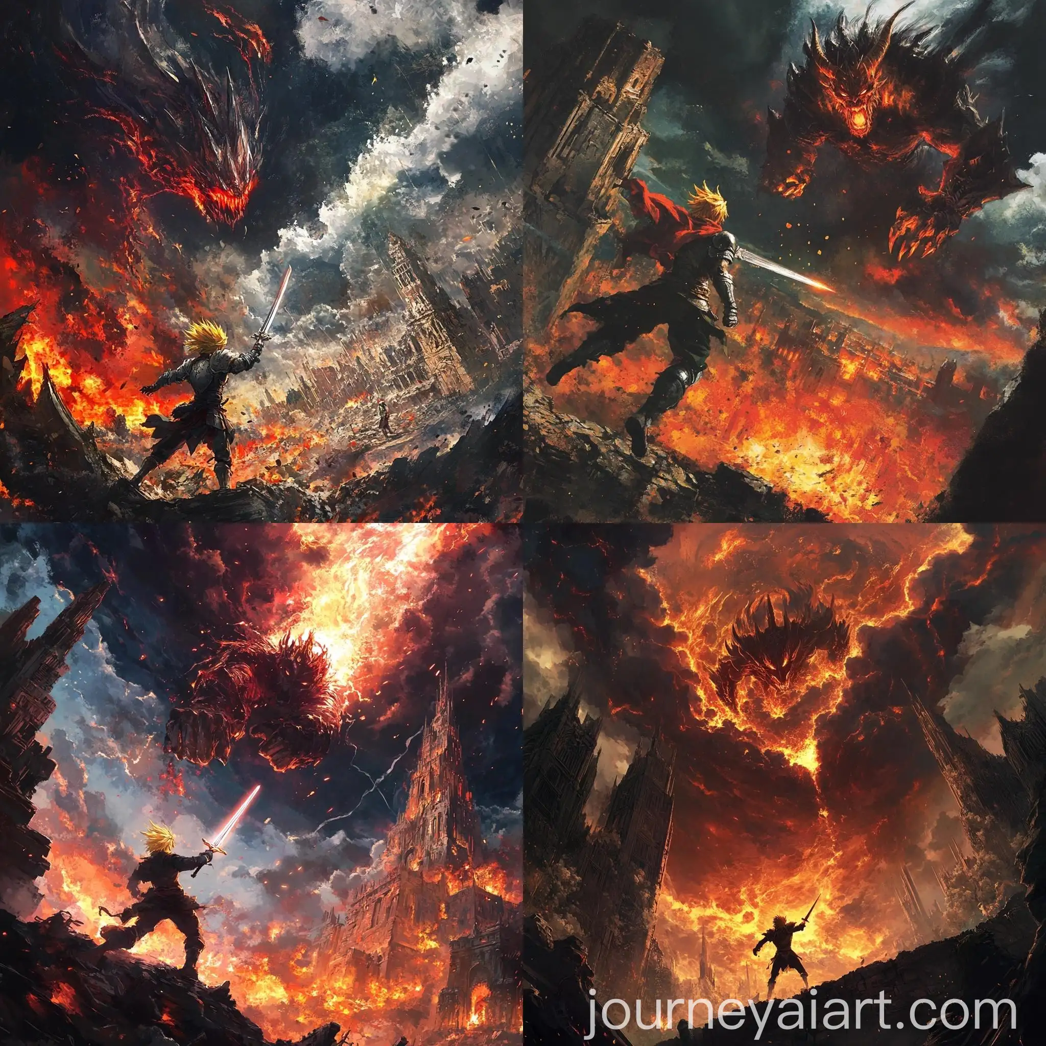 Epic-Anime-Battle-Meliodas-vs-Demon-King-in-Ruined-Kingdom