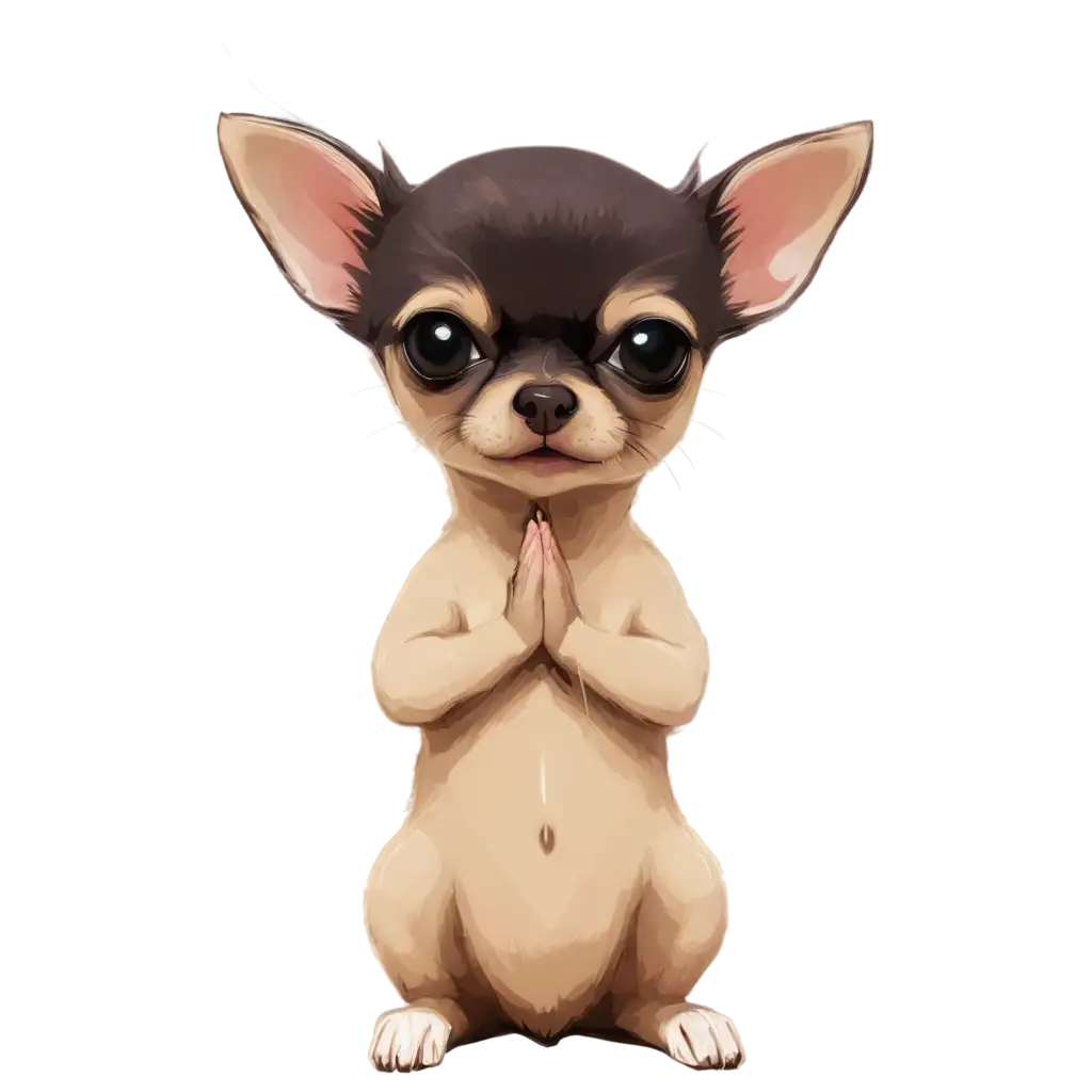 Adorable-PNG-Digital-Art-of-a-Praying-Chihuahua-Enhance-Your-Content-with-Clear-and-Vibrant-Imagery