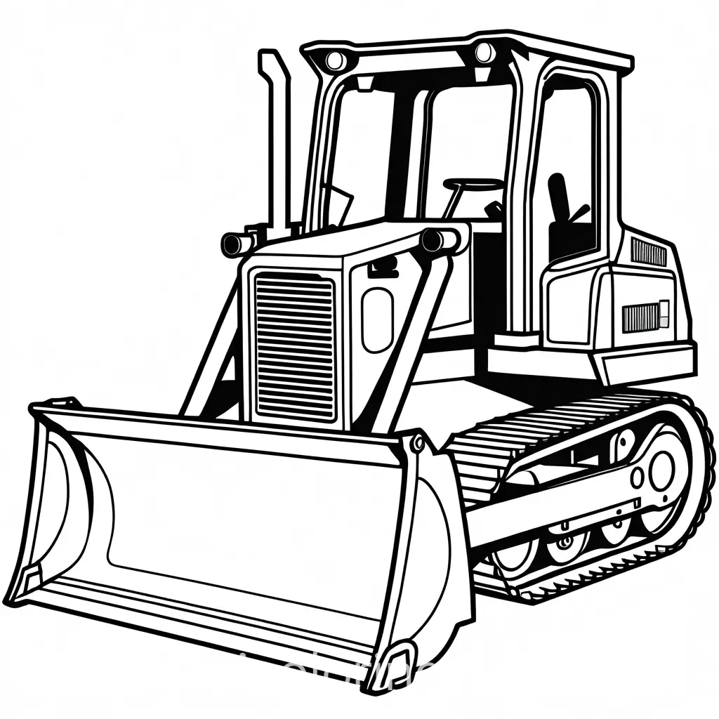 a bulldozer, minimal background, easy to distinguish, simple, no shading, Coloring Page, black and white, line art, white background, Simplicity, Ample White Space. The background of the coloring page is plain white to make it easy for young children to color within the lines. The outlines of all the subjects are easy to distinguish, making it simple for kids to color without too much difficulty