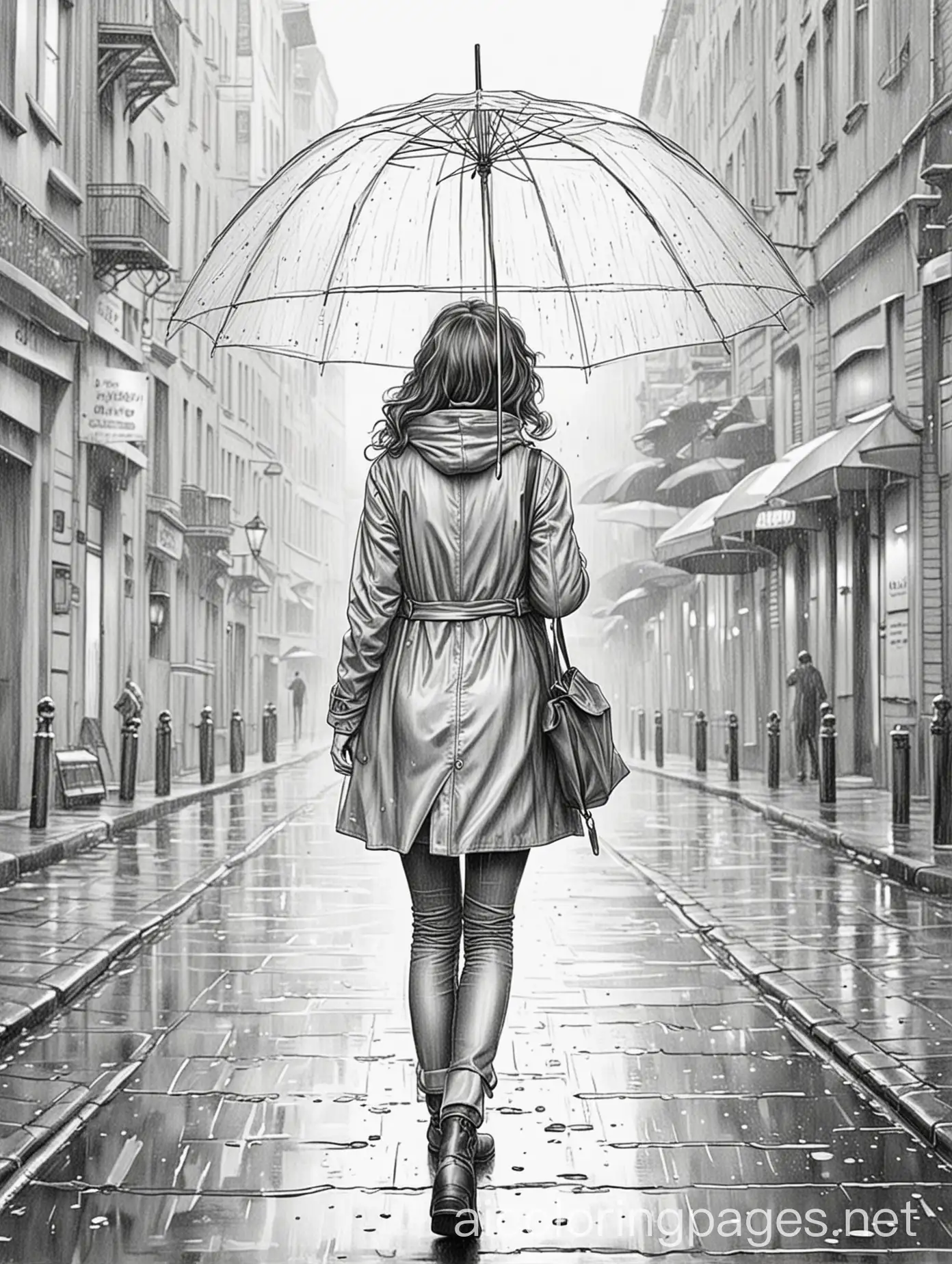 Woman-Walking-in-the-Rain-with-Umbrella-Coloring-Page