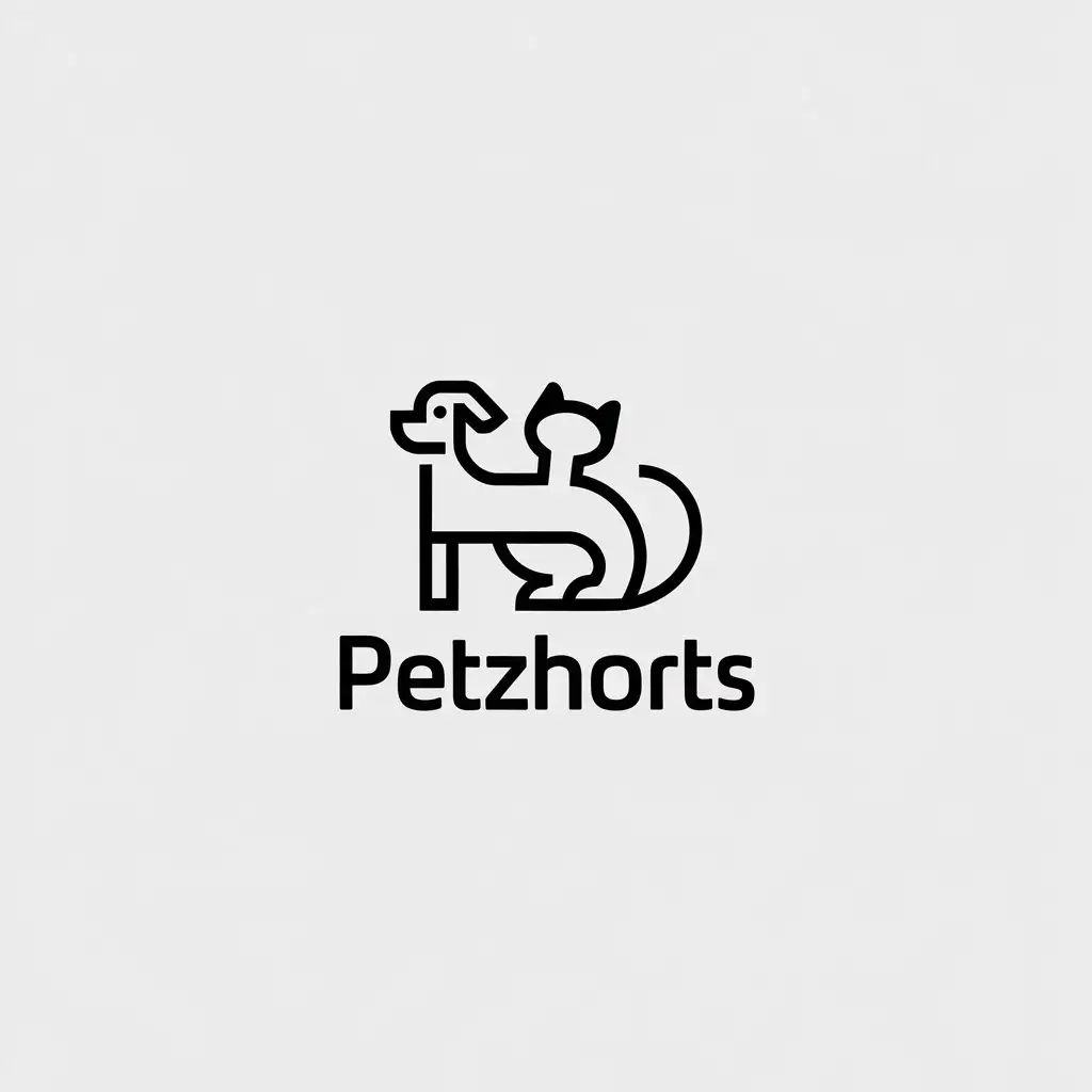 LOGO Design for Petzhorts Minimalistic Vector Logo with Pets and Clear Background for Internet Industry