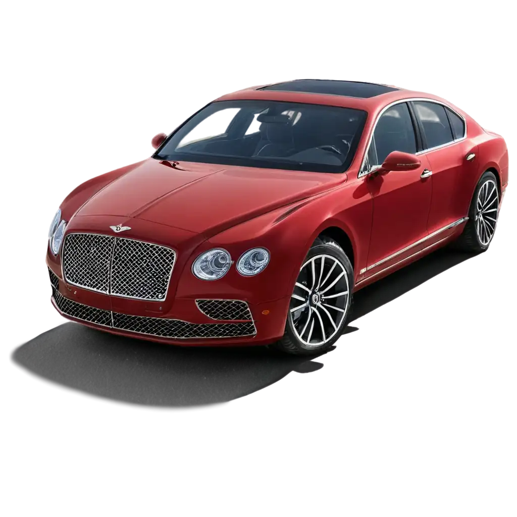 A red Bentley car with perfect shadow and light