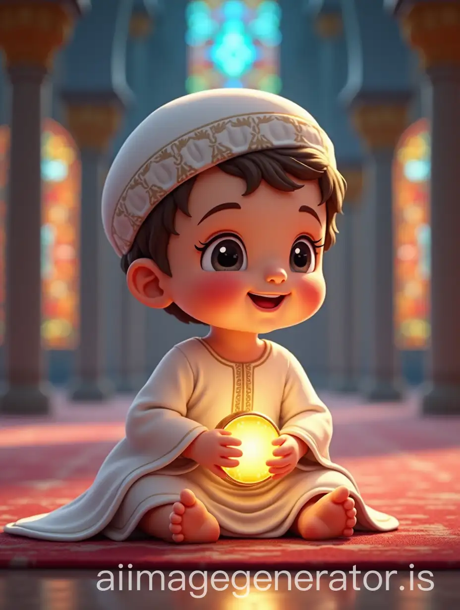 Chubby-Baby-Boy-in-Traditional-Thobe-Holding-Tasbeeh-Inside-Blue-Mosque-with-StainedGlass-LightAI-Art-Prompt-Expansion-Reflections