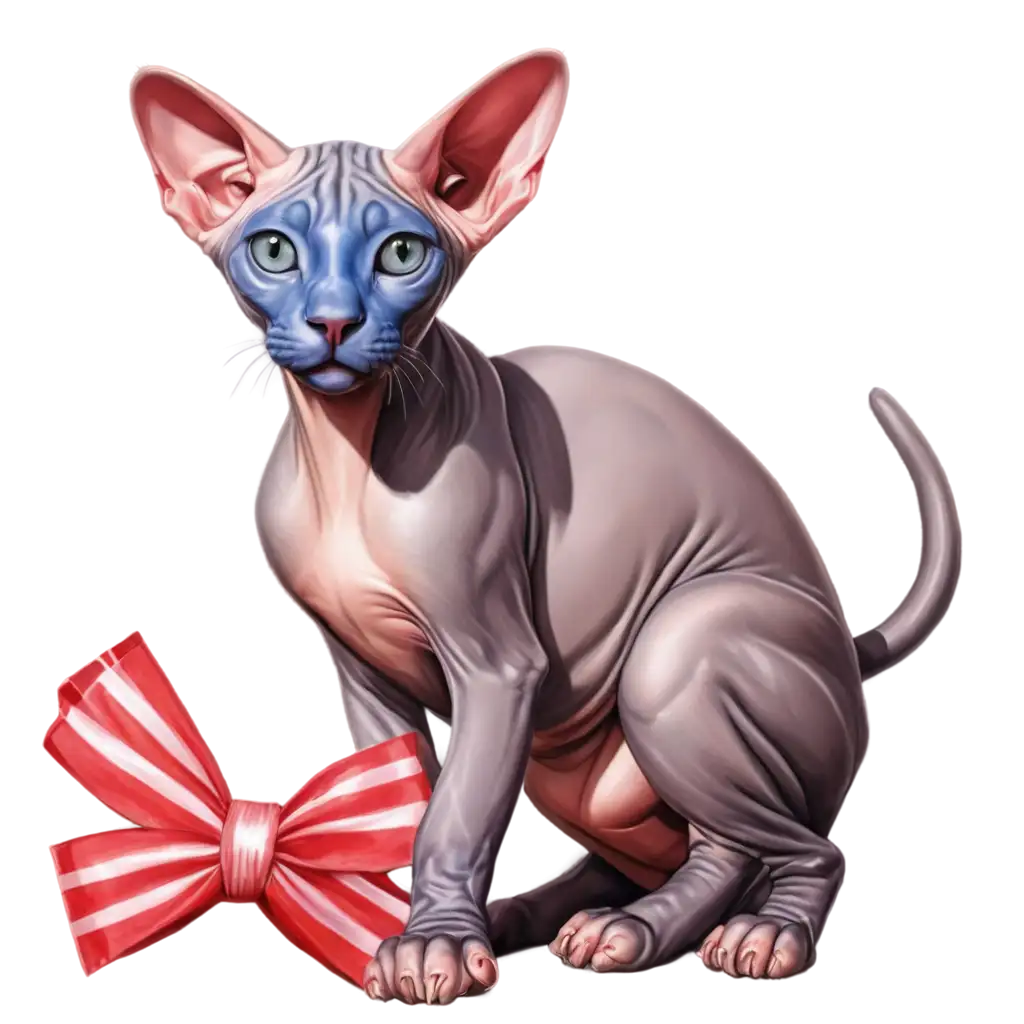 Realistic-Sphynx-Kitten-with-Candy-Colors-PNG-Image-on-White-Background