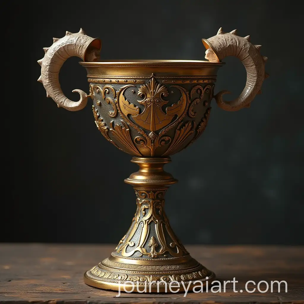 HeraldryInspired-Horned-Chalice-with-Ornate-Detailing