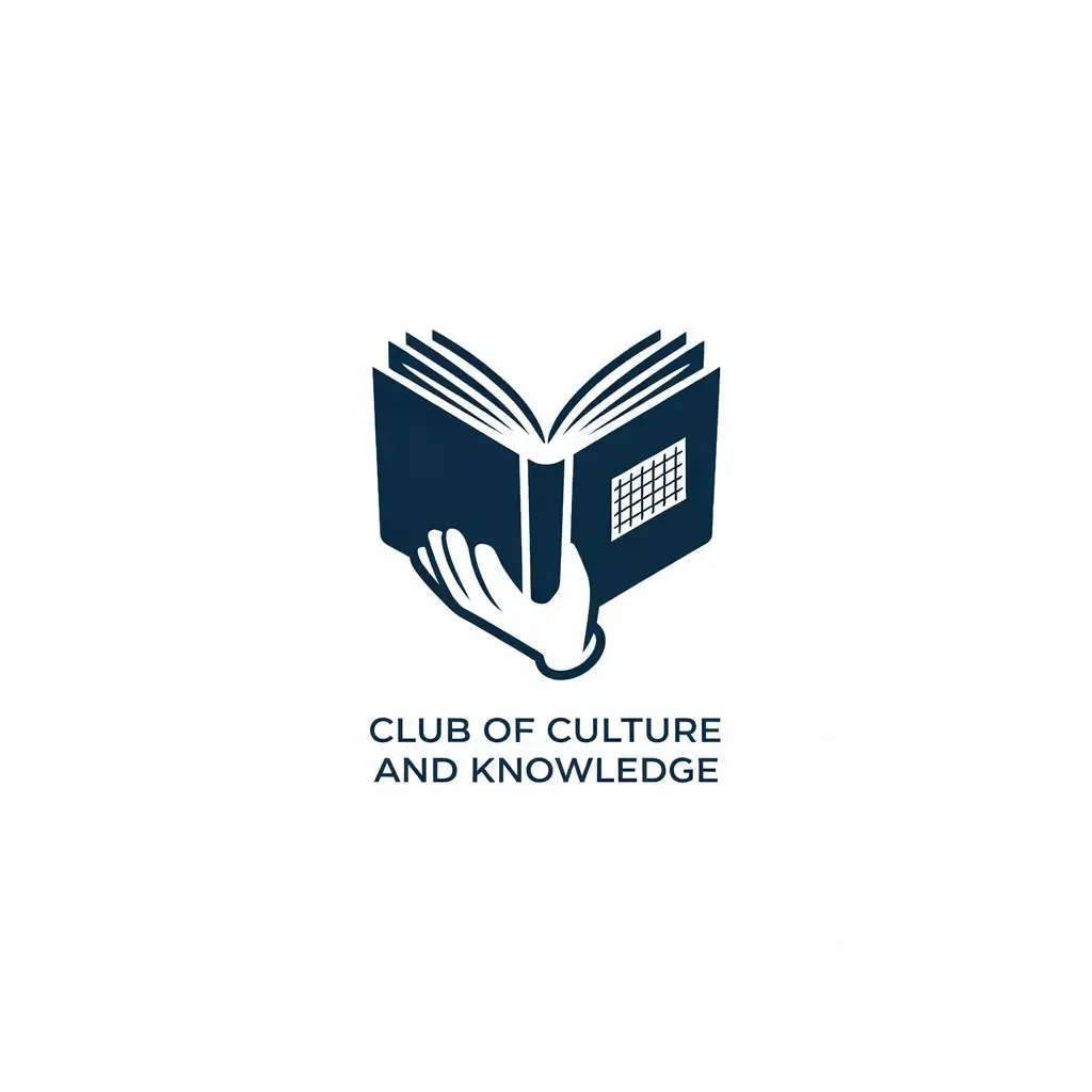 LOGO-Design-for-Club-of-Culture-and-Knowledge-Minimalistic-Book-and-Hand-Symbol