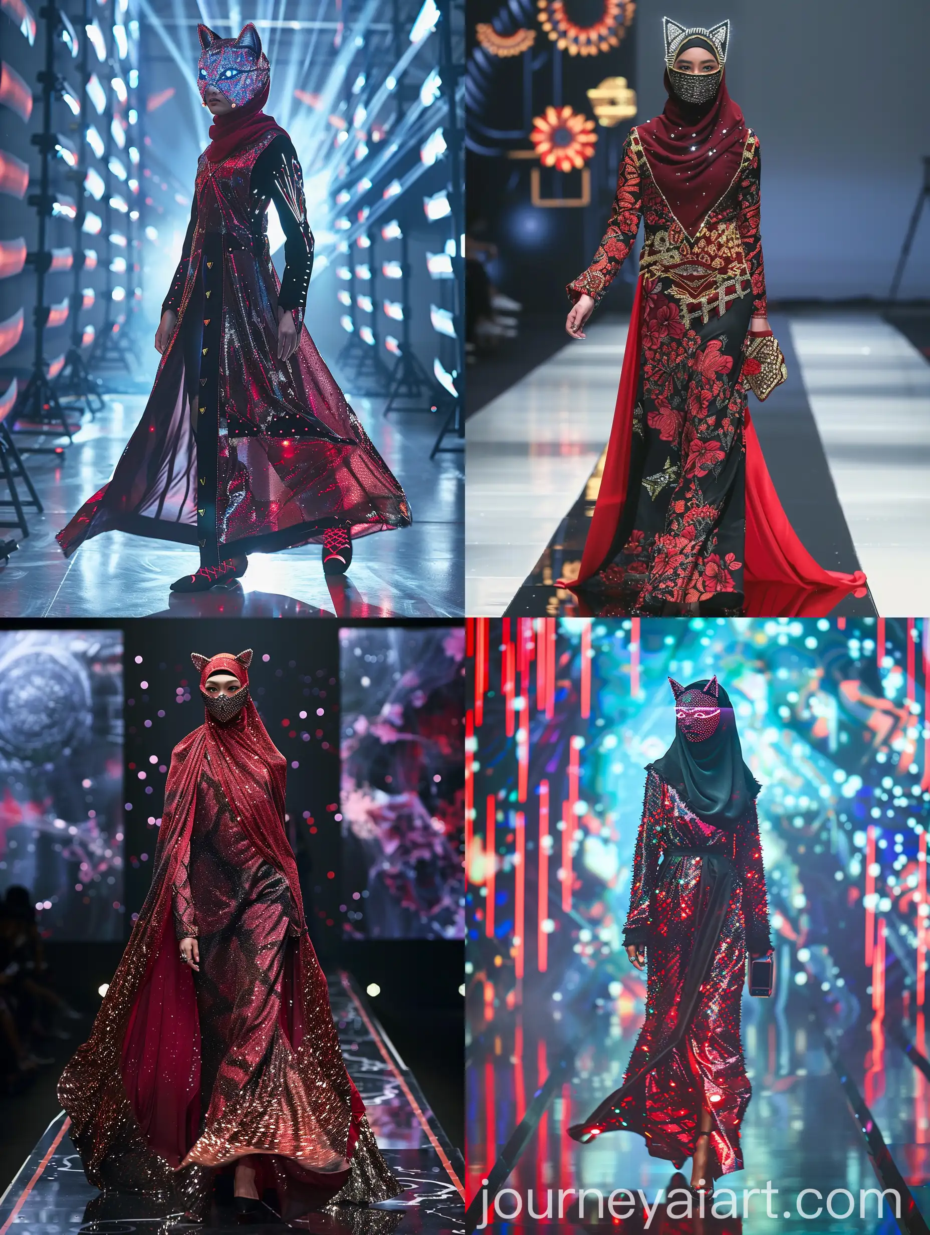 Futuristic-Malay-Fashion-Runway-CatInspired-Baju-Kurung-Kebaya-with-Smart-Fabrics-and-LED-Accents