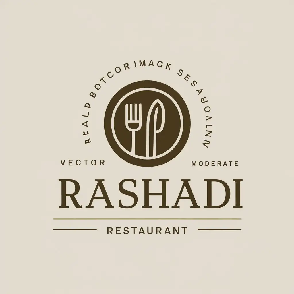 a vector logo design,with the text "Rashadi", main symbol:Restaurant,Moderate,be used in Restaurant industry,clear background