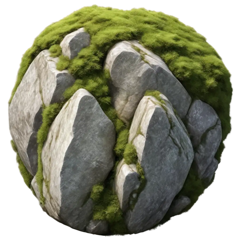 HighResolution-PNG-Image-of-a-Big-Rock-with-Moss-Photorealistic-Octane-Render