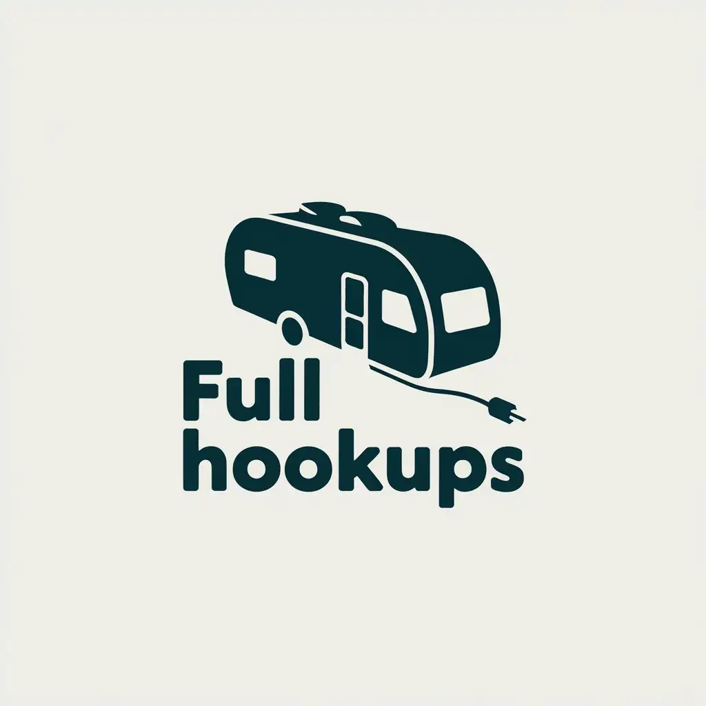 LOGO Design for Full Hookups 3D RV with Electrical Cord Minimalistic Style for Travel Industry