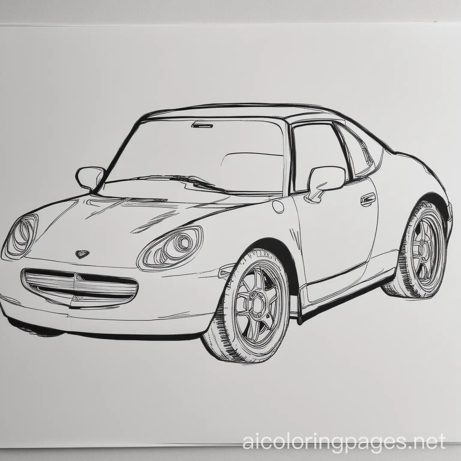 Cars, Coloring Page, black and white, line art, white background, Simplicity, Ample White Space. The background of the coloring page is plain white to make it easy for young children to color within the lines. The outlines of all the subjects are easy to distinguish, making it simple for kids to color without too much difficulty