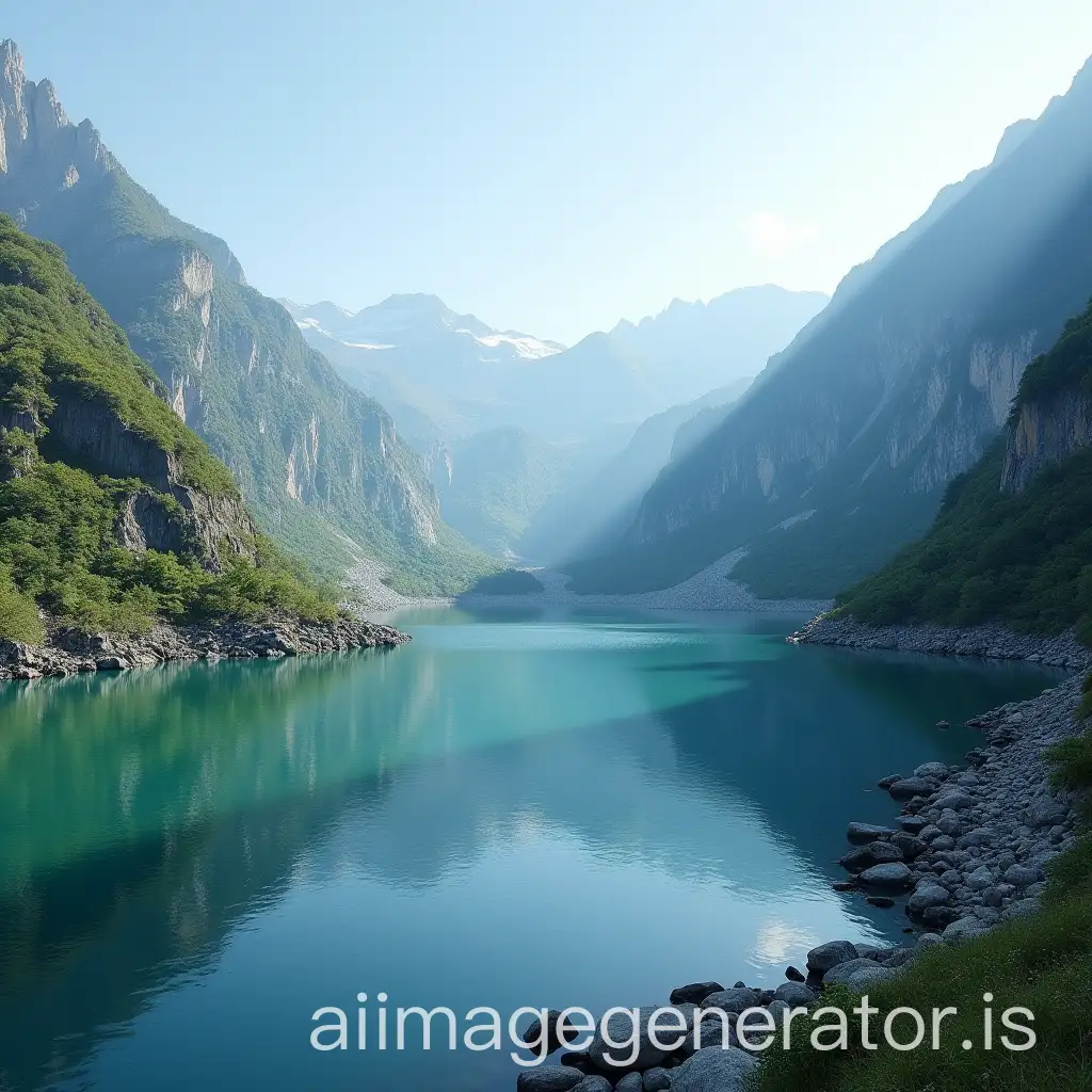 Majestic-Artificial-Mountain-Dam-Overlooking-a-Serene-Lake