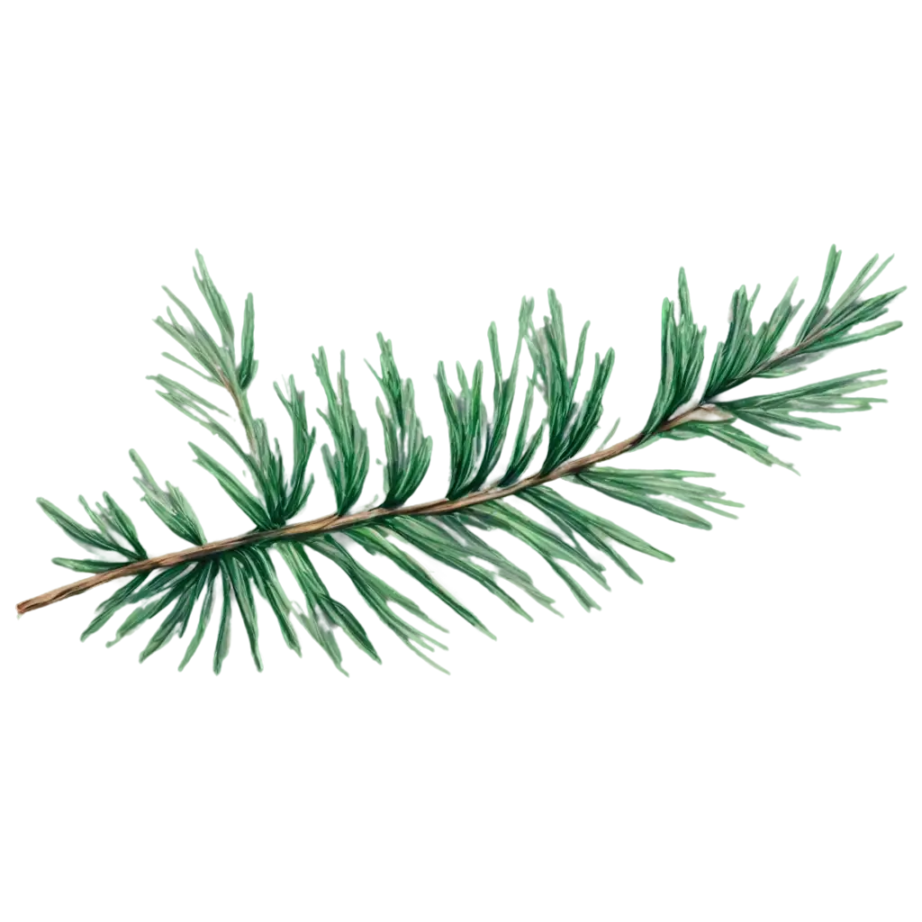 Green-Cedar-Branch-Wax-Crayon-Drawing-PNG-Vibrant-and-Textured-Nature-Artwork