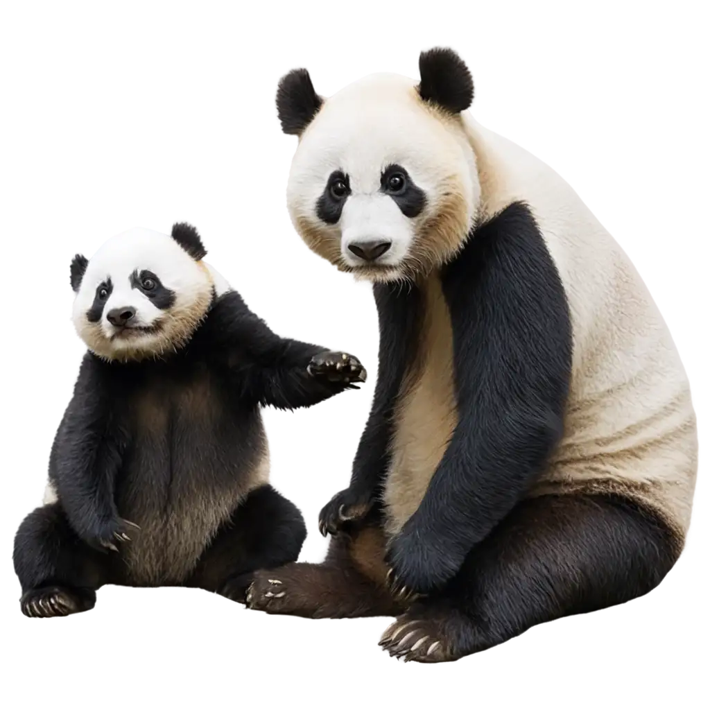 Adorable-Baby-Panda-Sitting-with-Her-Mother-HighQuality-PNG-Image-for-Clear-and-Crisp-Visuals