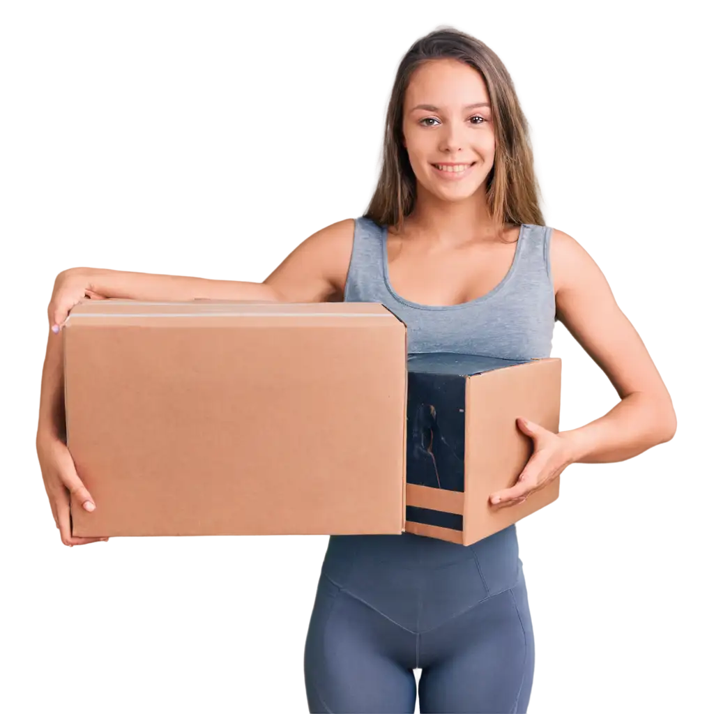 PNG-Image-of-a-20YearOld-Girl-Lifting-a-Box-HighQuality-Visual-Representation