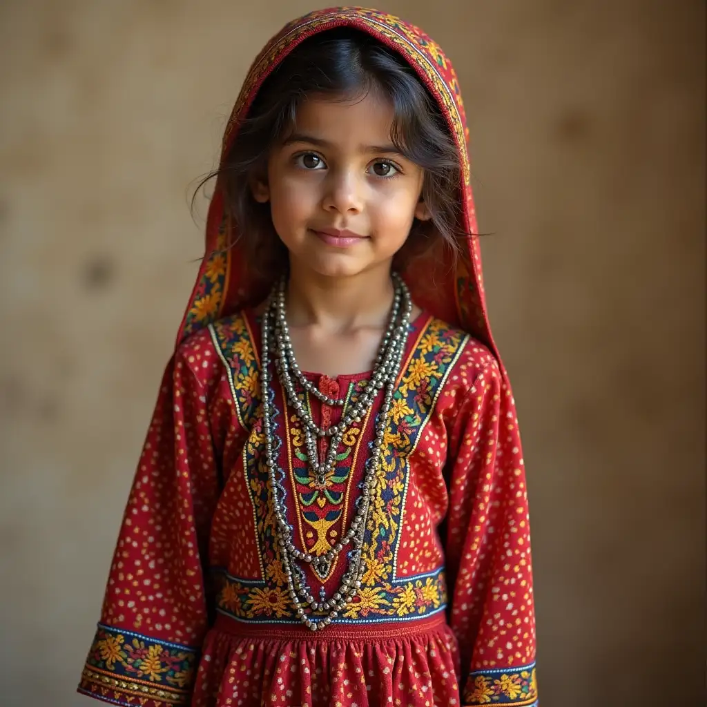 Beautiful iraqian girl 7 years old with African dress
