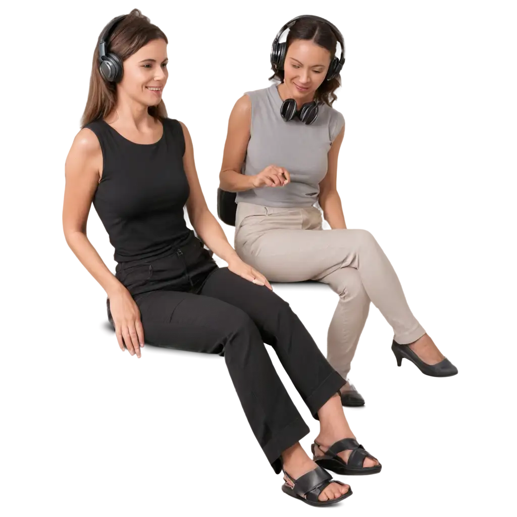 PNG-Image-of-Two-Women-Relaxing-in-a-Room-Ages-28-and-50-with-Headphones