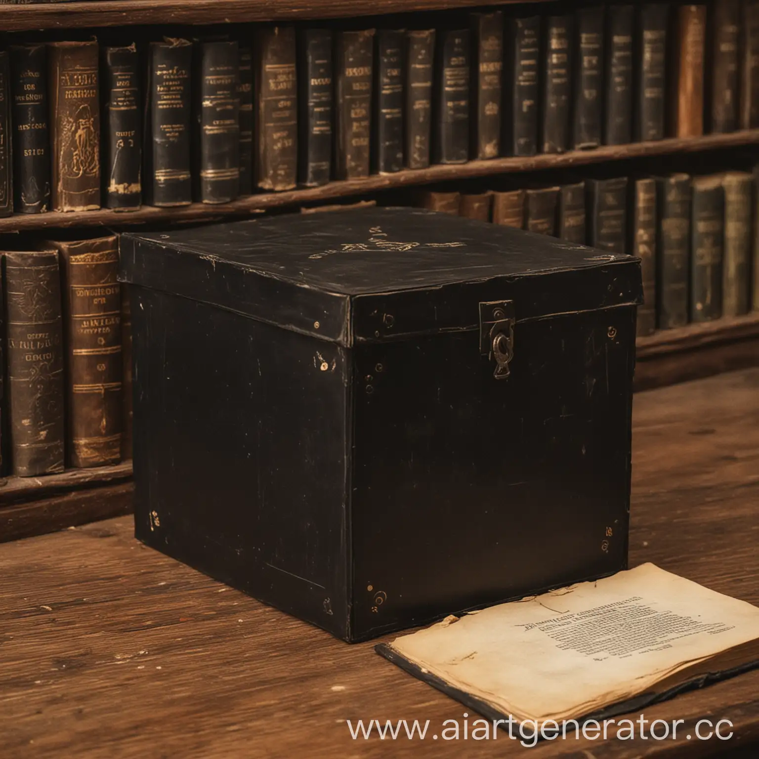 The mysterious box is black in the book room