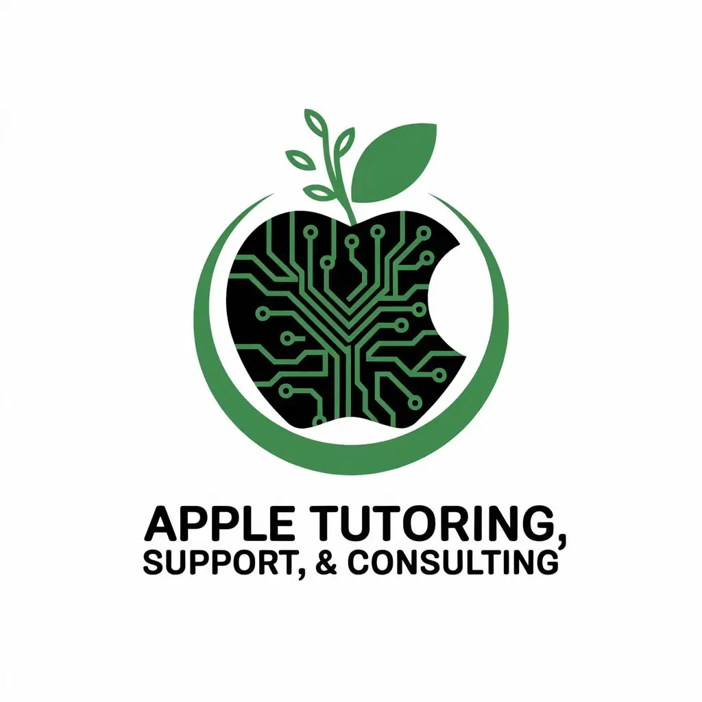 LOGO Design For Apple Tutoring Support Consulting Green Circuit Vines Growth Theme