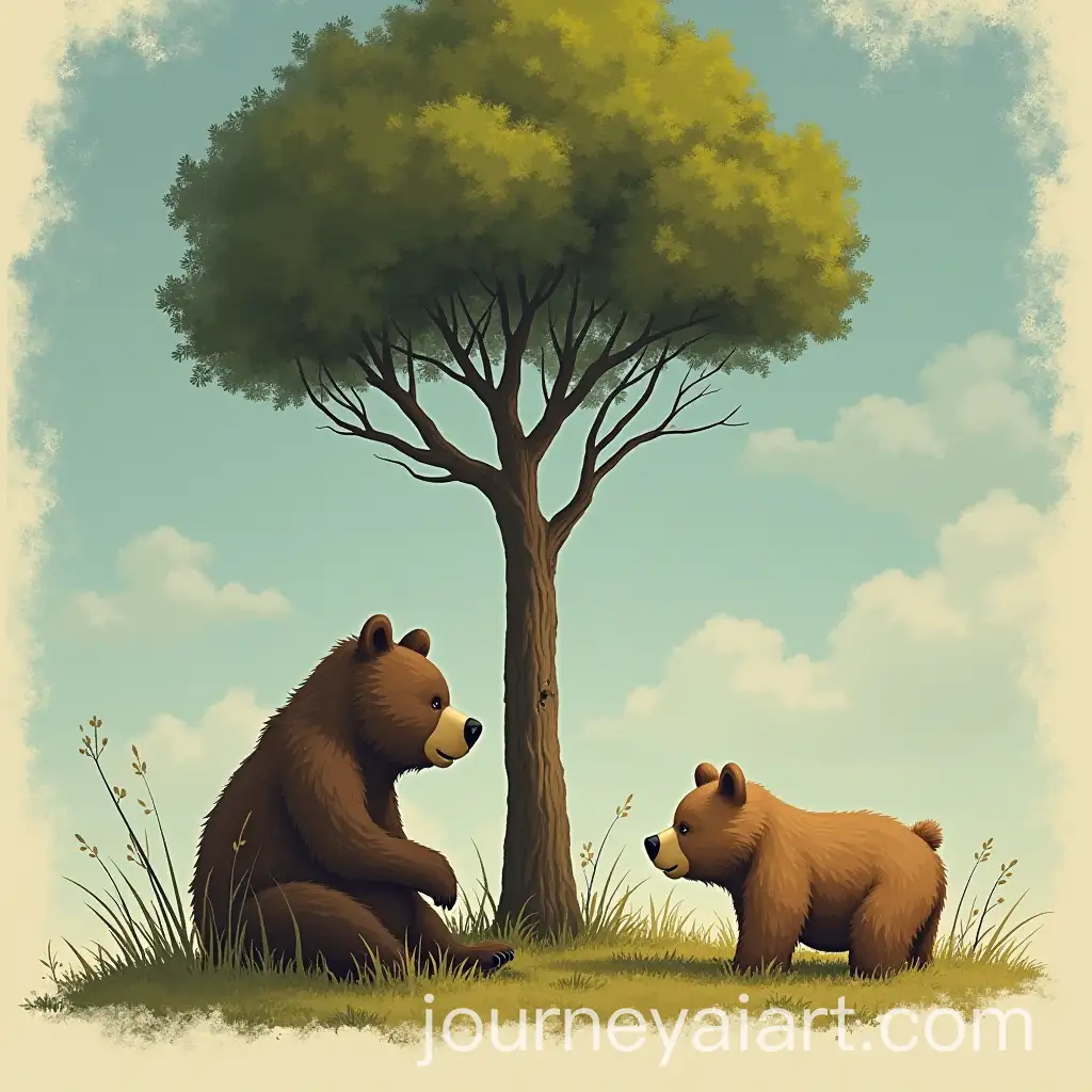 Two-Friends-Encountering-a-Bear-in-the-Wild-One-Climbs-the-Other-Plays-Dead