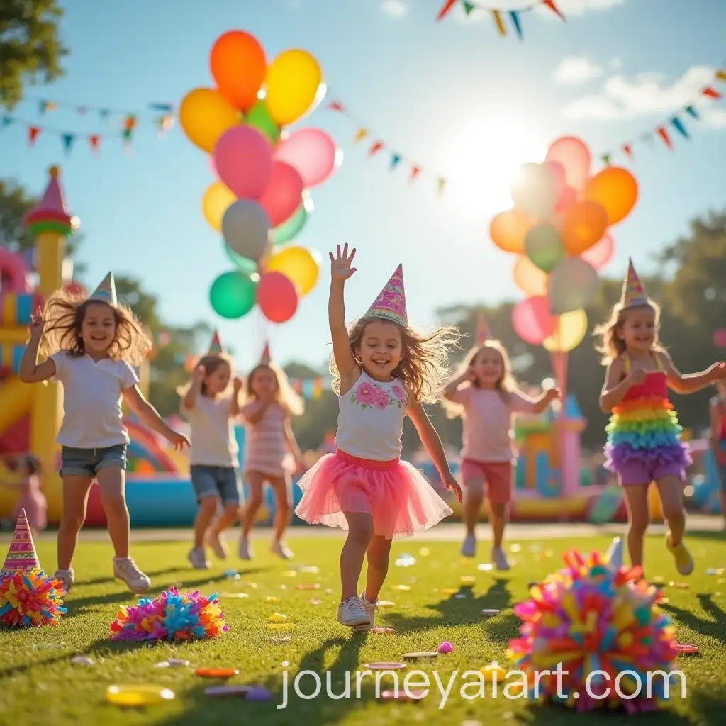 Children-Playing-with-Balloons-Piata-and-Inflatables-at-a-Fun-Party
