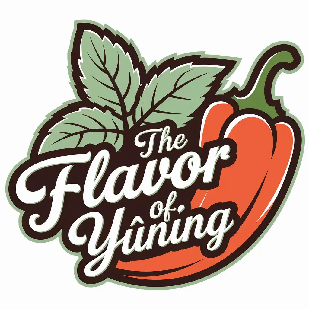 LOGO-Design-for-Yuning-Flavor-Modern-Mint-Passionate-Pepper-with-Fresh-Green-and-Red