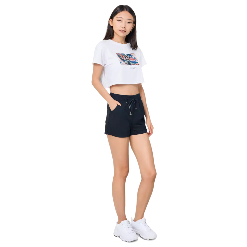 Summer-Beach-PNG-Image-Millennial-Chinese-Figure-in-Cropped-TShirt-with-Wind-Effect