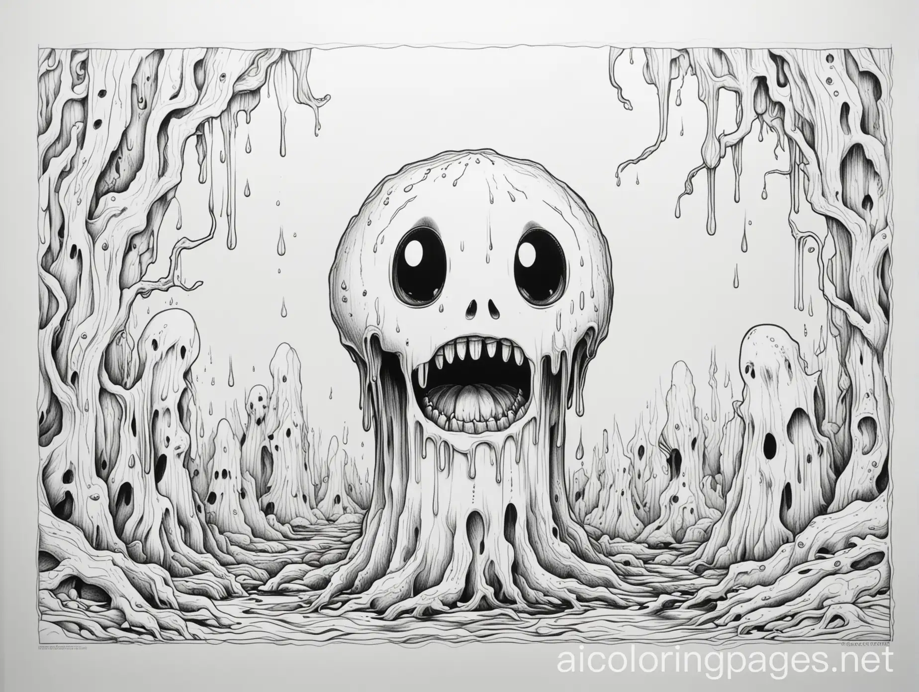 KidFriendly-Melting-Horror-Coloring-Page