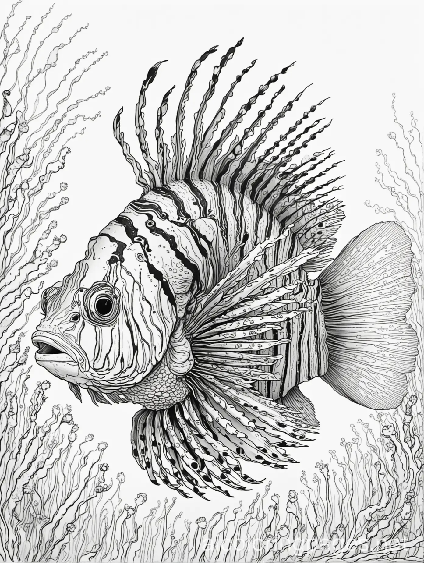 Lion-Fish-Swimming-in-a-Minimalist-Coloring-Page