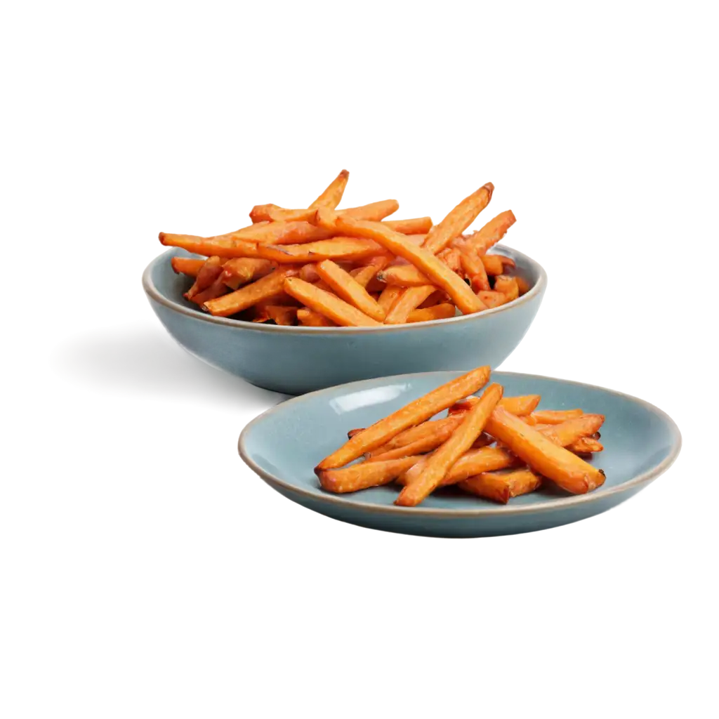 Sweet-Potato-Fries-Stick-PNG-Image-with-Garnish-Perfect-for-Culinary-Visuals