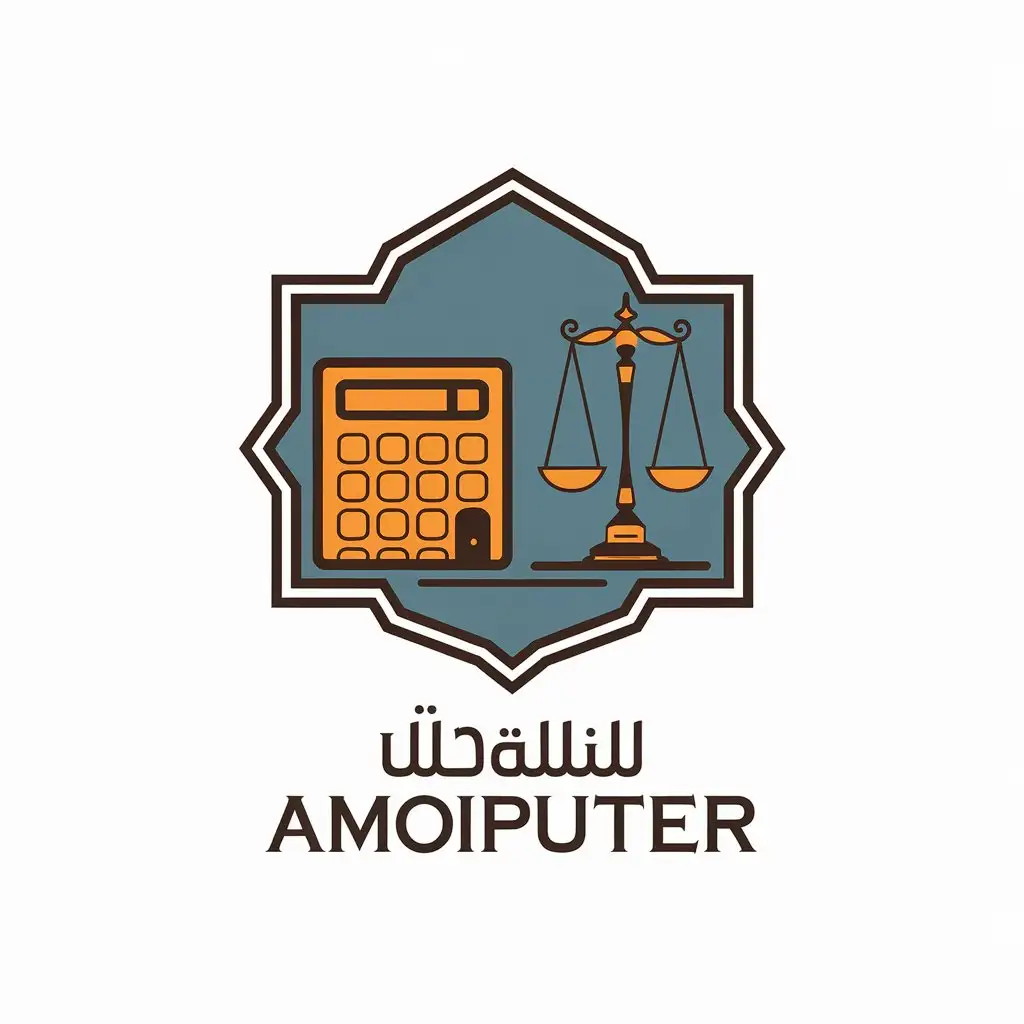 LOGO Design for Calculator Balance of Justice Symbol with Moroccan Influence in Technology