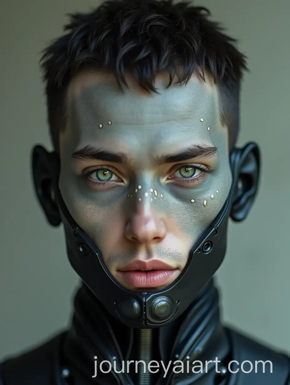Portrait-of-a-Man-with-Synthetic-Elements-and-Robotic-Neck-Encasing