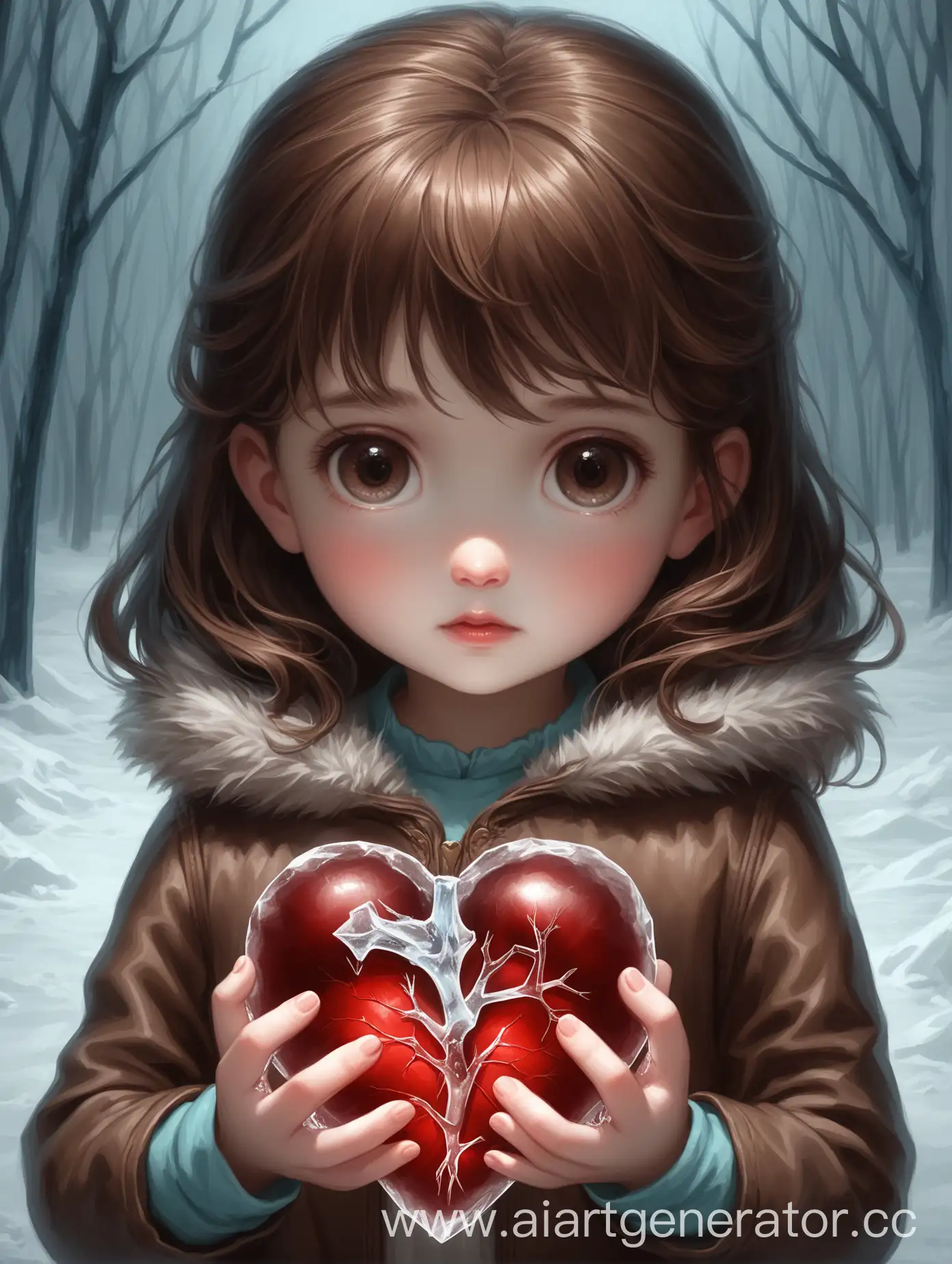 Young-Girl-Holding-Icy-Human-Heart