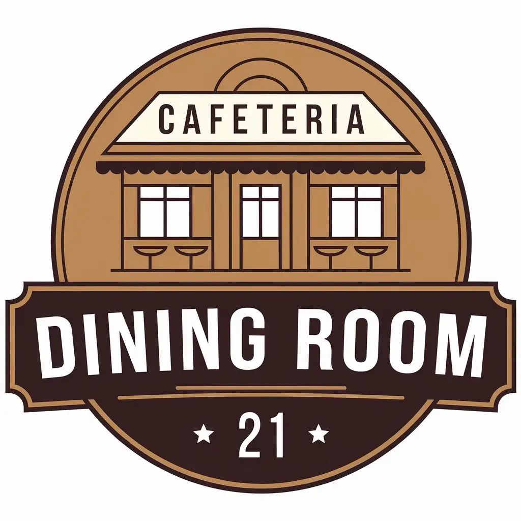 a vector logo design,with the text "DINING ROOM 21", main symbol:cafeteria,Moderate,be used in Restaurant industry,clear background