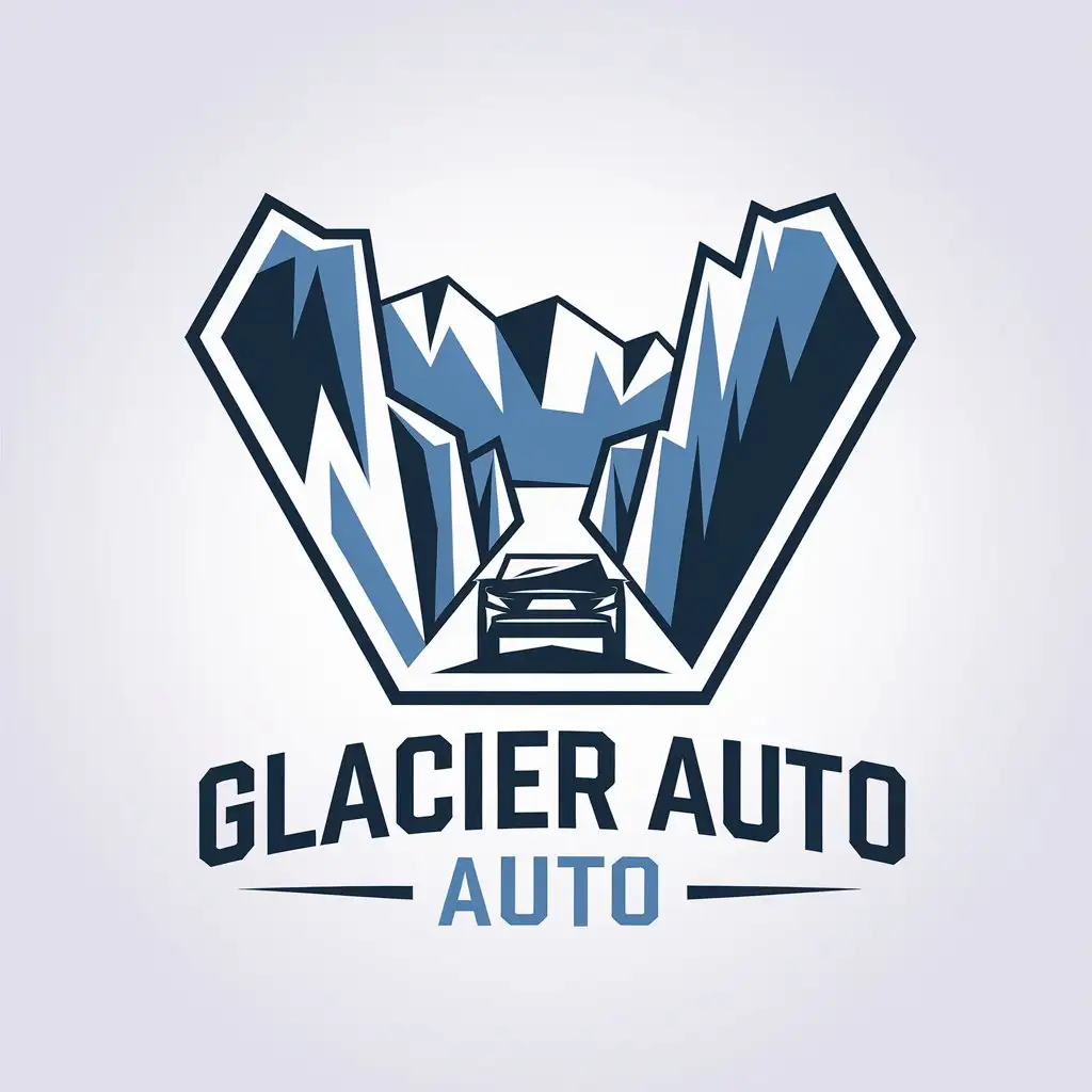 LOGO Design for Glacier Auto Glacier Canyon Car Adventure Power Theme