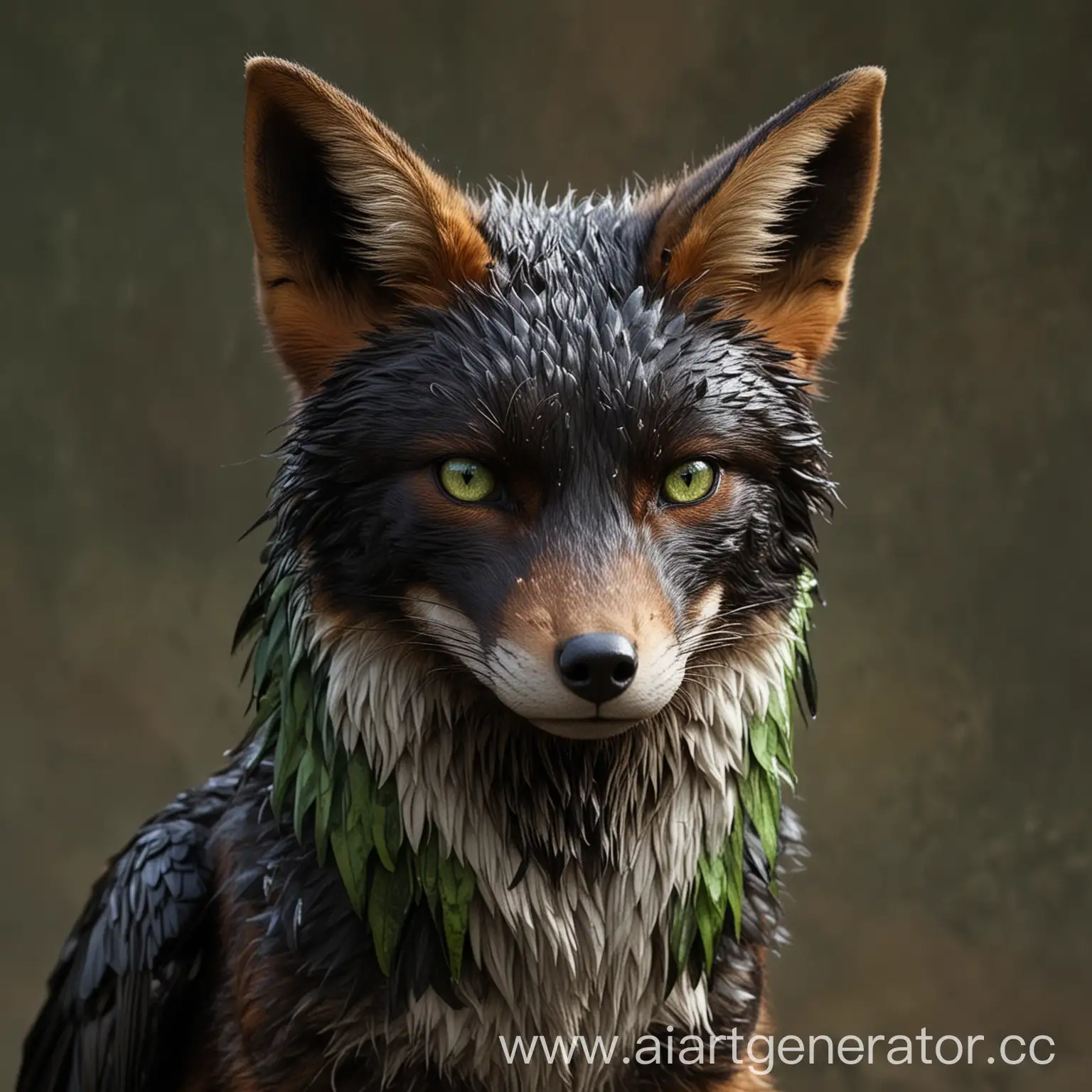 Mystical-Fox-with-Ravenlike-Feathers-and-Snake-Scale-Accents