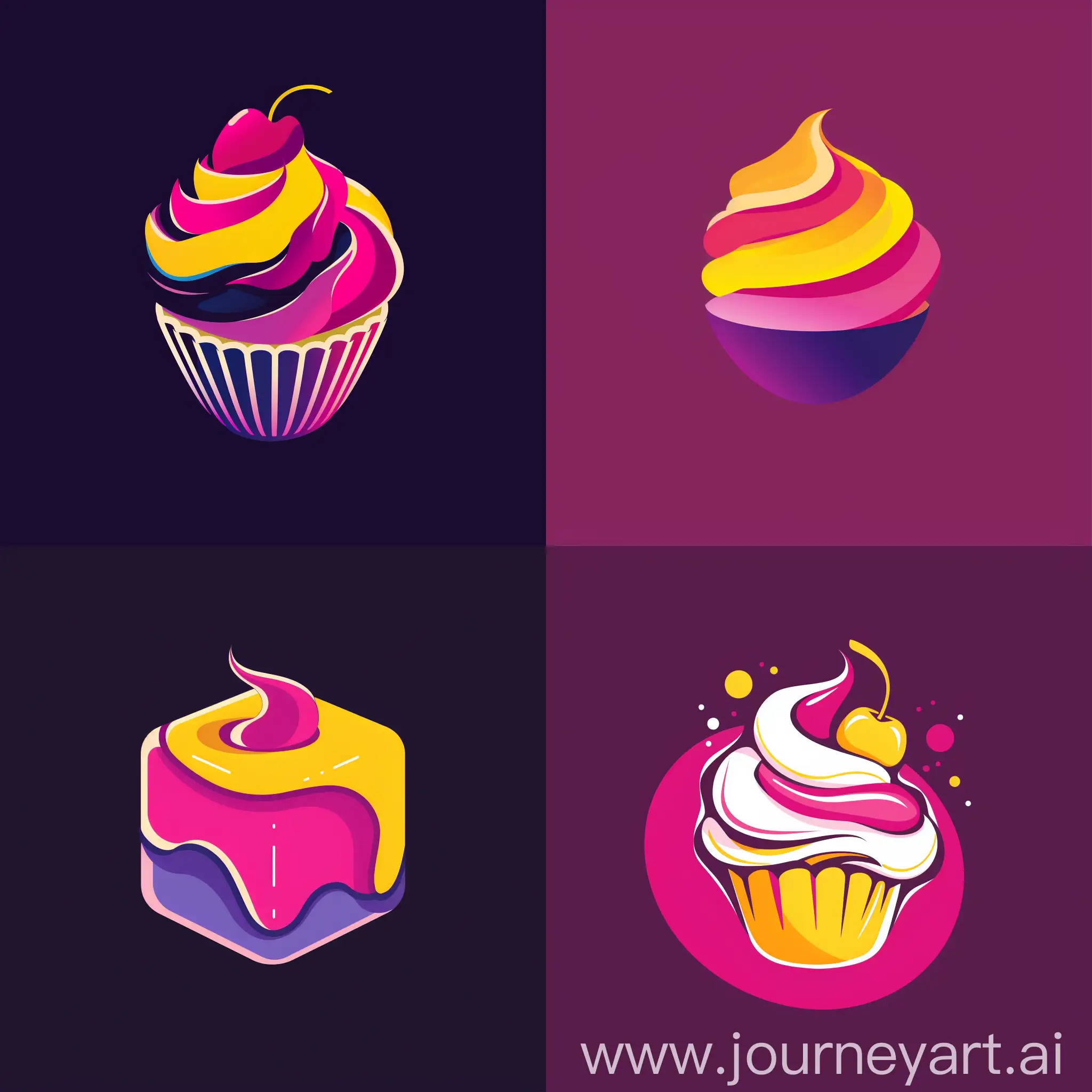 Colorful-Dessert-Box-Delivery-Service-Logo-in-Fuchsia-Yellow-and-Purple