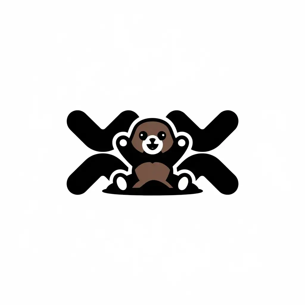 a vector logo design,with the text "XX", main symbol:little bear,complex,be used in Technology industry,clear background