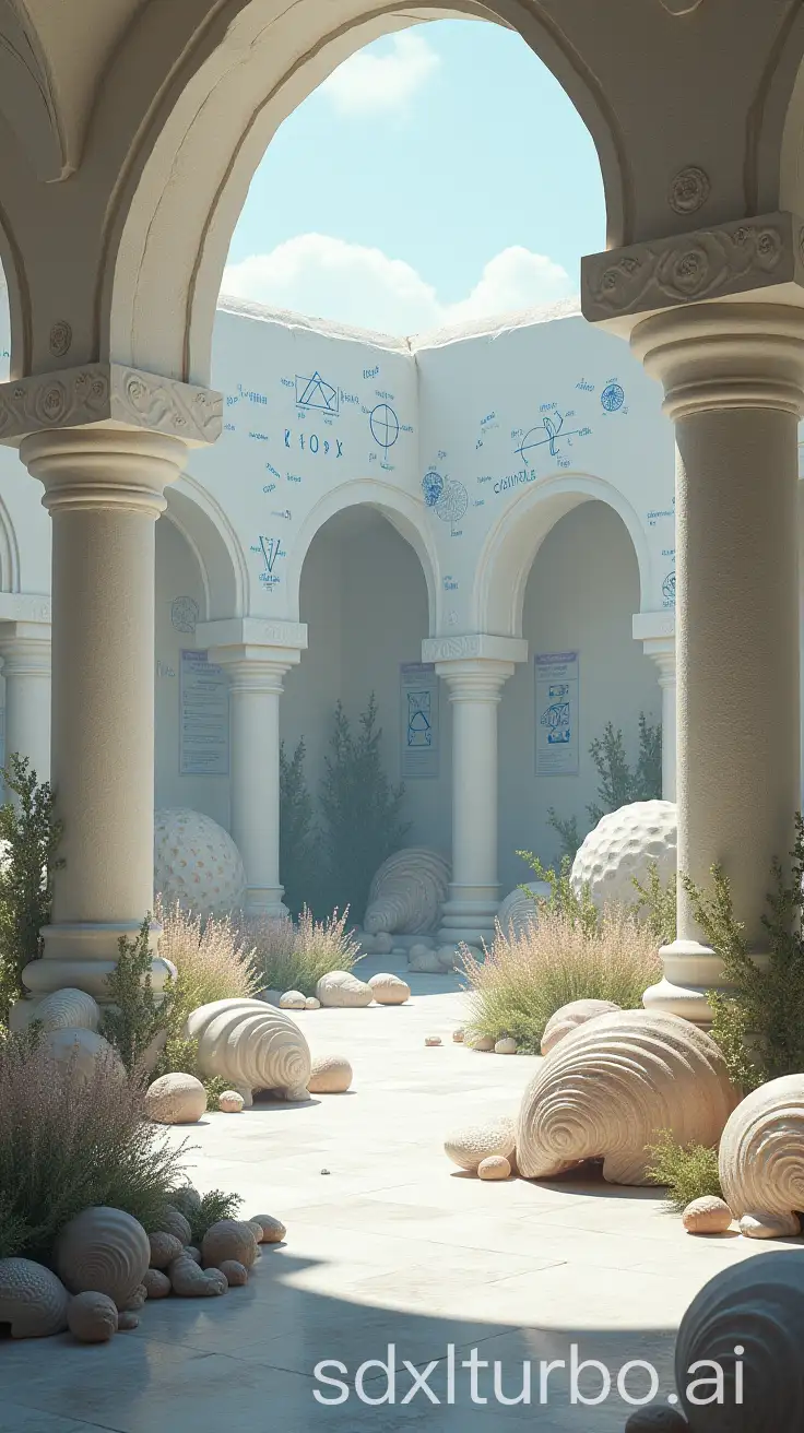 Mysterious-Alien-Garden-with-Dodecahedra-and-Carved-Columns