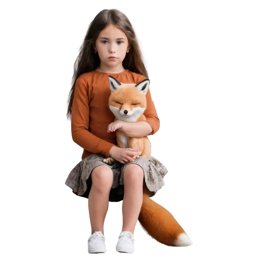 Emotional-PNG-Image-of-a-Sad-Girl-with-a-Fox-Capturing-Heartfelt-Connections