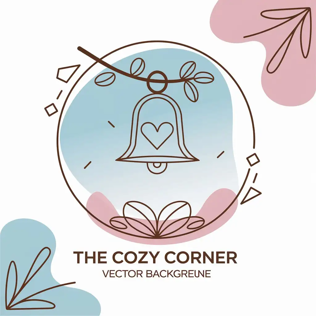 LOGO Design for The Cozy Corner Simple Lively with Bell Element Soft Blue or Pink Background and Geometric Graphics