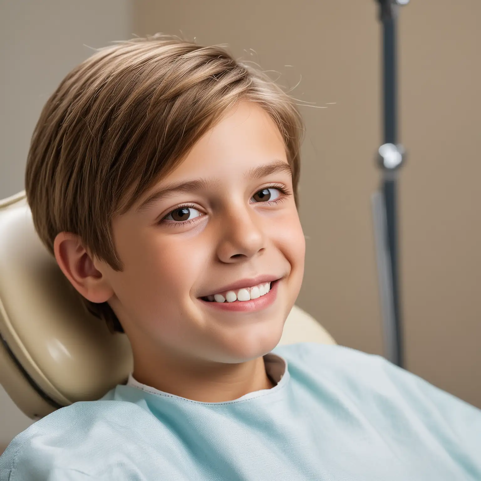 Anxious TwelveYearOld Boy Waiting in Dentists Chair