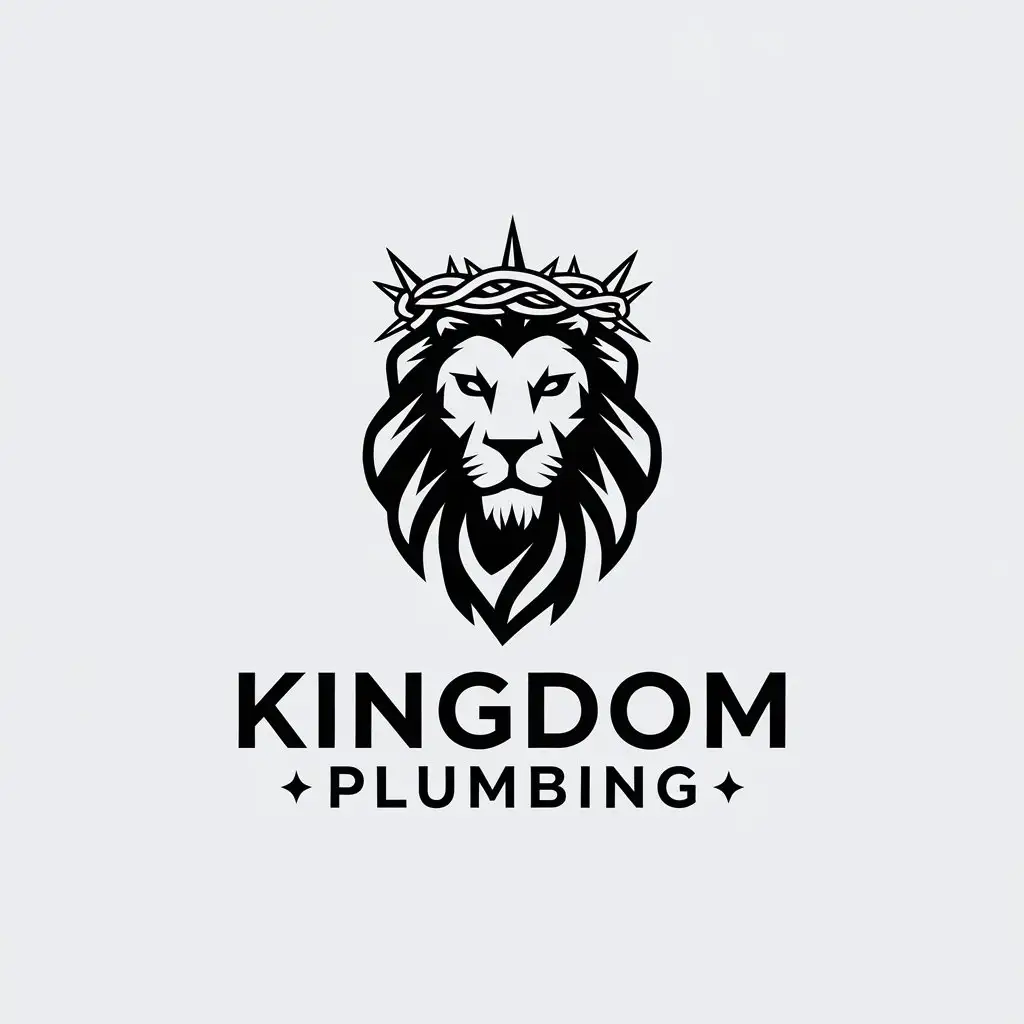 LOGO Design for Kingdom Plumbing Majestic Lion with Thorn Crown Minimalistic Style for Religious Industry