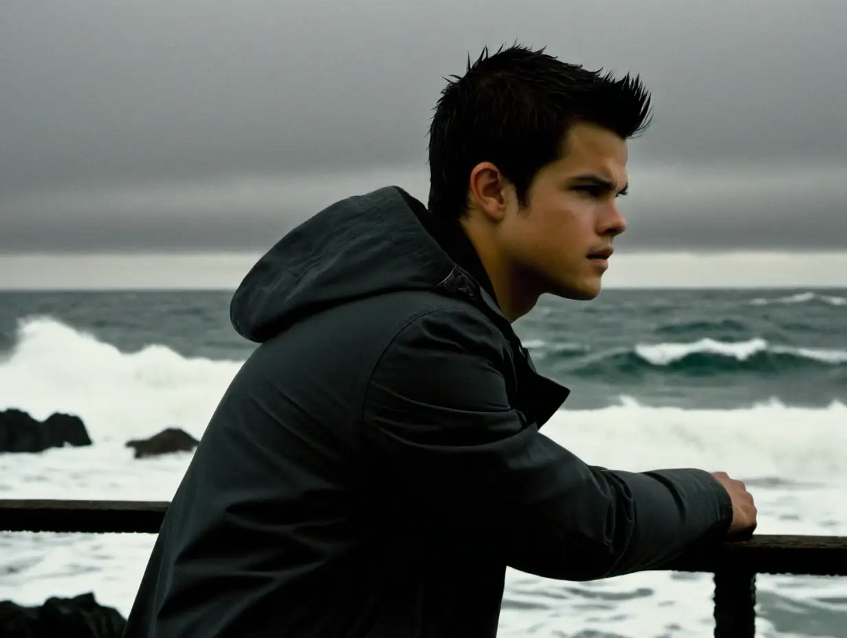 Jacob-Black-Contemplating-by-the-Ocean-on-a-Rainy-Day