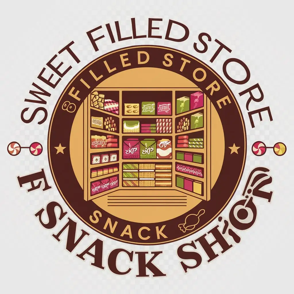 a vector logo design,with the text "sweet filled store of snack shop", main symbol:room/snacks/candy,Moderate,be used in Retail industry,clear background