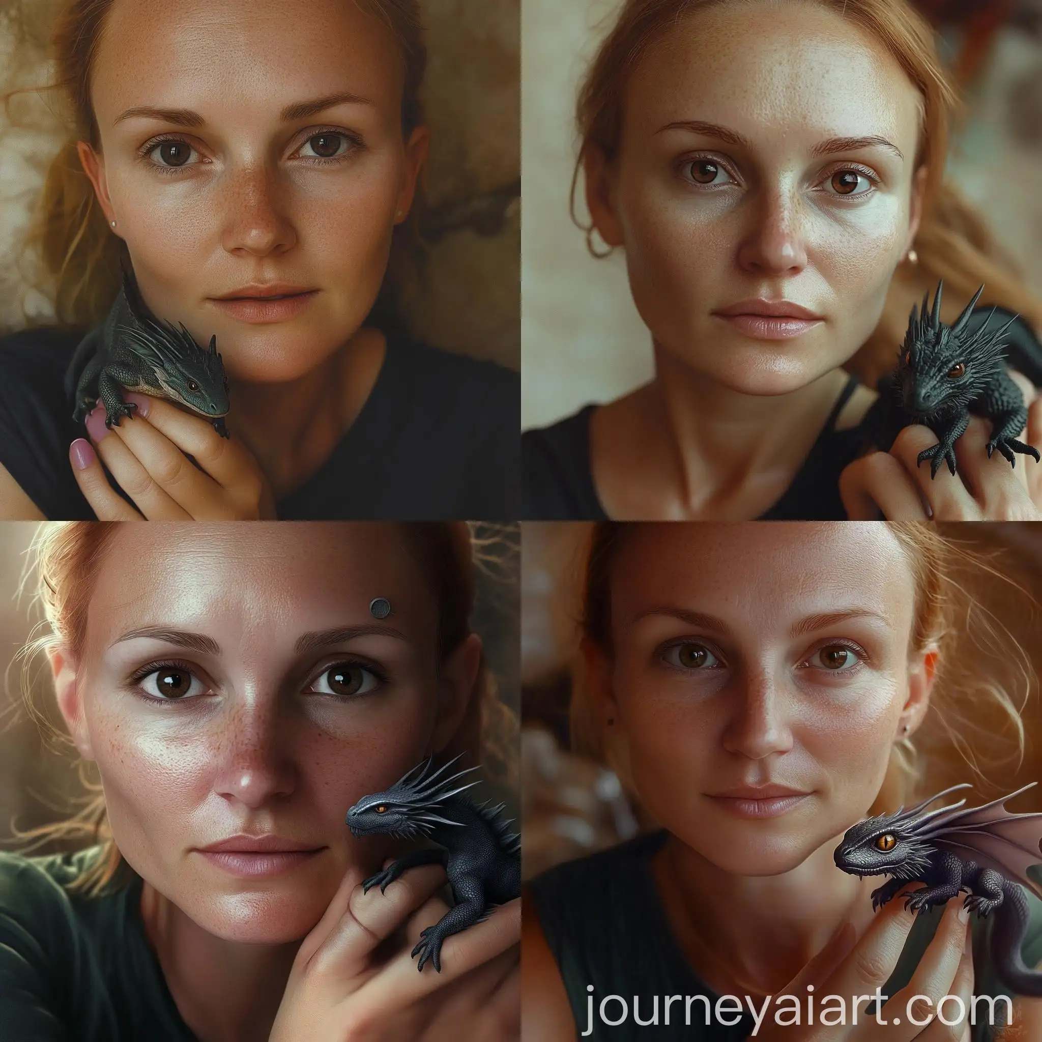 Girl-with-Red-Hair-and-Dragon-on-Hand